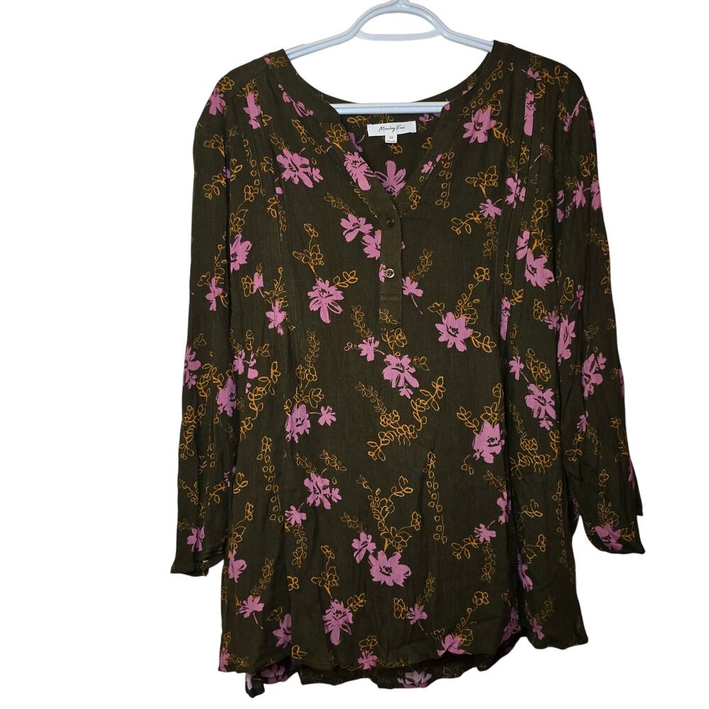 NWOT‎ Stitchfix Monday Fun Green Floral Blouse 2X